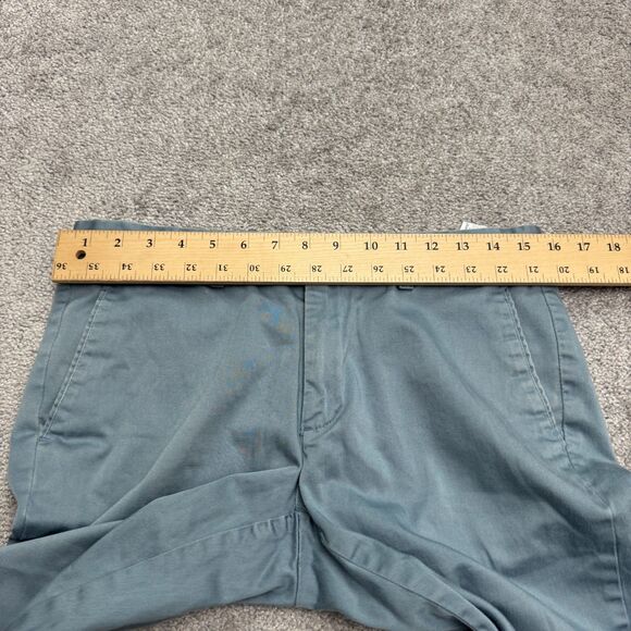 Zara Man Chino Pants Mens 31 Slate Blue Straight Leg Cotton Flat Front 32x27 - Picture 10 of 16